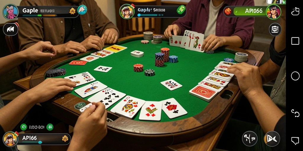 Tampilan gameplay seru dalam permainan Gaple API66.