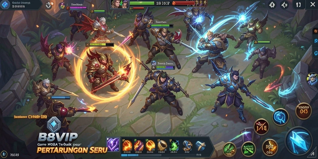 Tangkapan layar menampilkan pertarungan seru dalam game B8VIP MOBA.