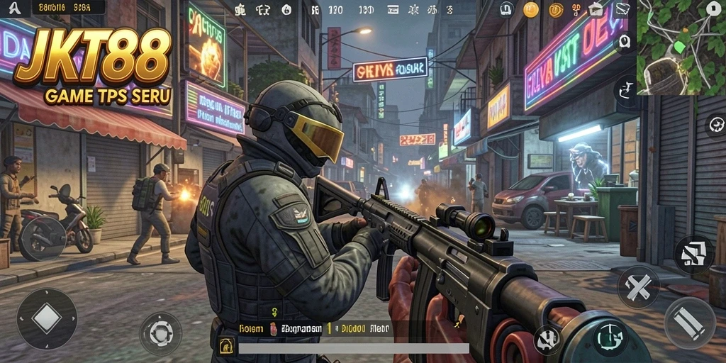 Tampilan gameplay seru JKT88 dengan aksi tembak-menembak.