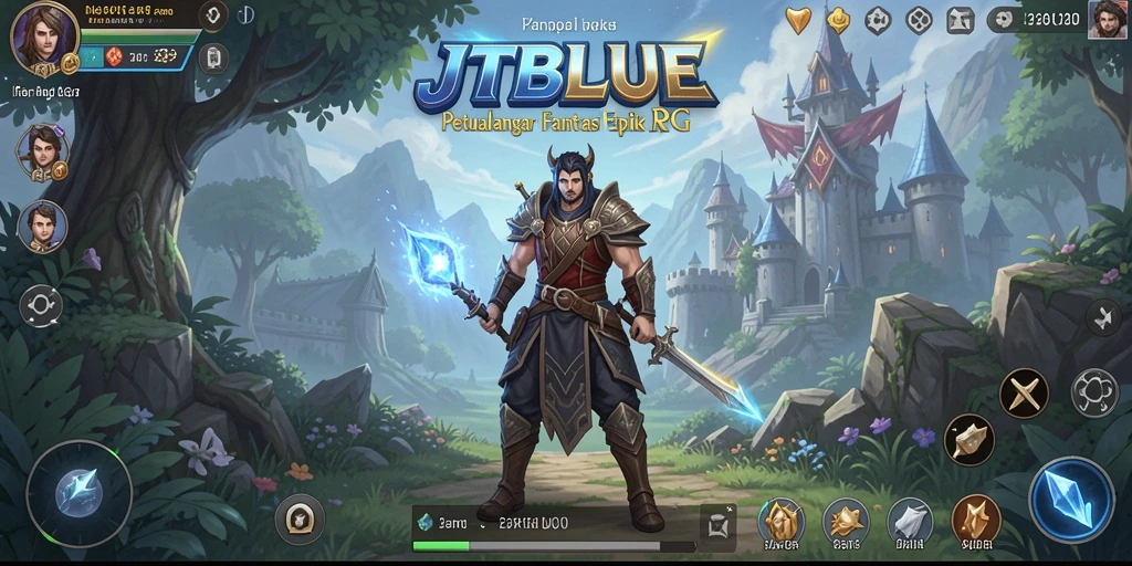 Tampilan gameplay JTBLUE dengan petualangan RPG yang epik dan menakjubkan.