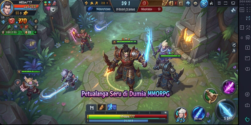Screenshot gameplay MEGA777 menampilkan aksi seru dalam dunia MMORPG.