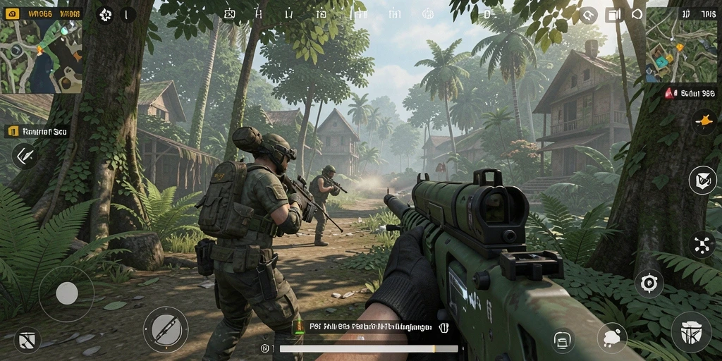 Gameplay MT966 yang intens dengan aksi menembak yang seru.