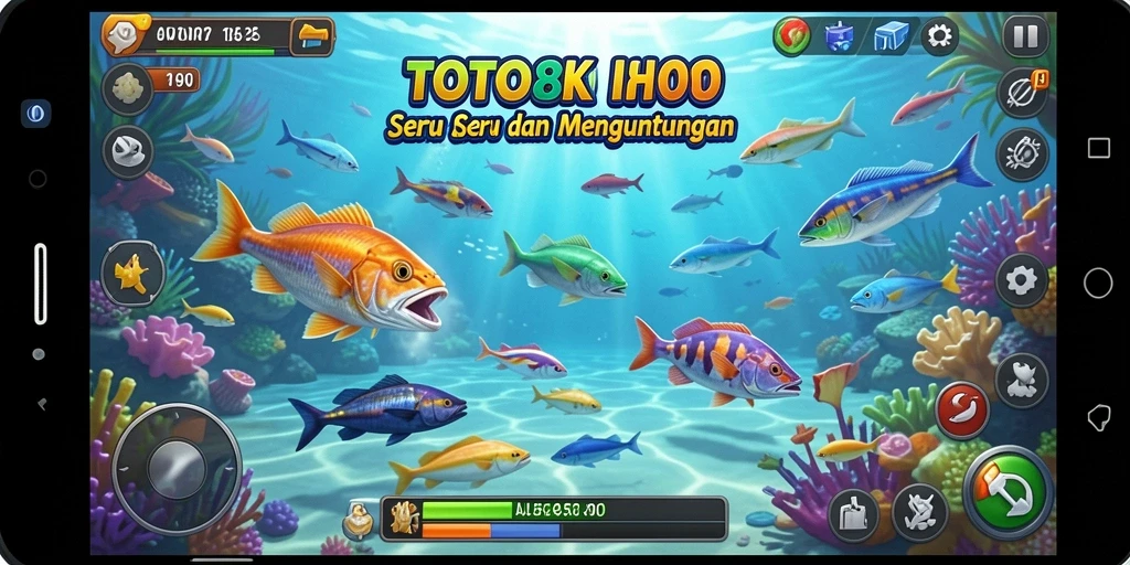 Tampilan gameplay seru dalam TOTO80 dengan banyak ikan yang harus ditembak.