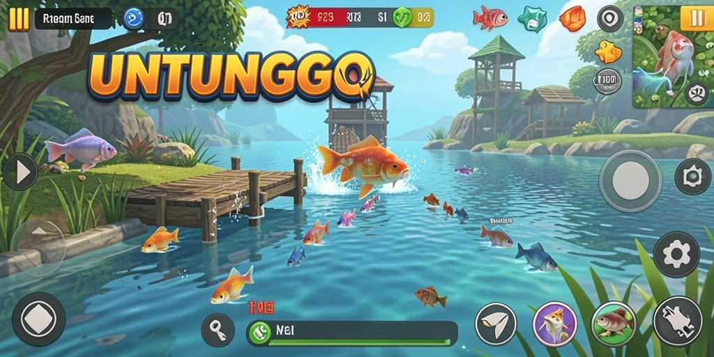 Tampilan gameplay UNTUNGGO dengan pengalaman memancing yang mendebarkan.